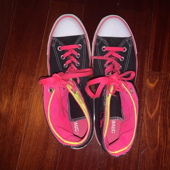 Converse Unisex Pink & Black Hightops - Picture 5 of 6